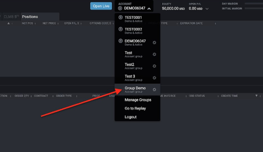 Tradovate Group Trade Manage Groups setup